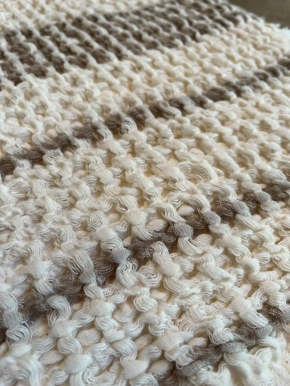 Porto Living Throw Blanket 100% Cotton Waffle Woven Portugal Neutral 72